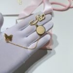 بروش فضه خالصه مطلي ذهب + فراشة