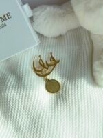 ⁦بروش فضه خالصه مطلي بالذهب مع ترصيع زركون⁩ - الصورة ⁦2⁩