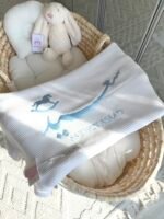 بطانية مواليد تطريز لون واحد